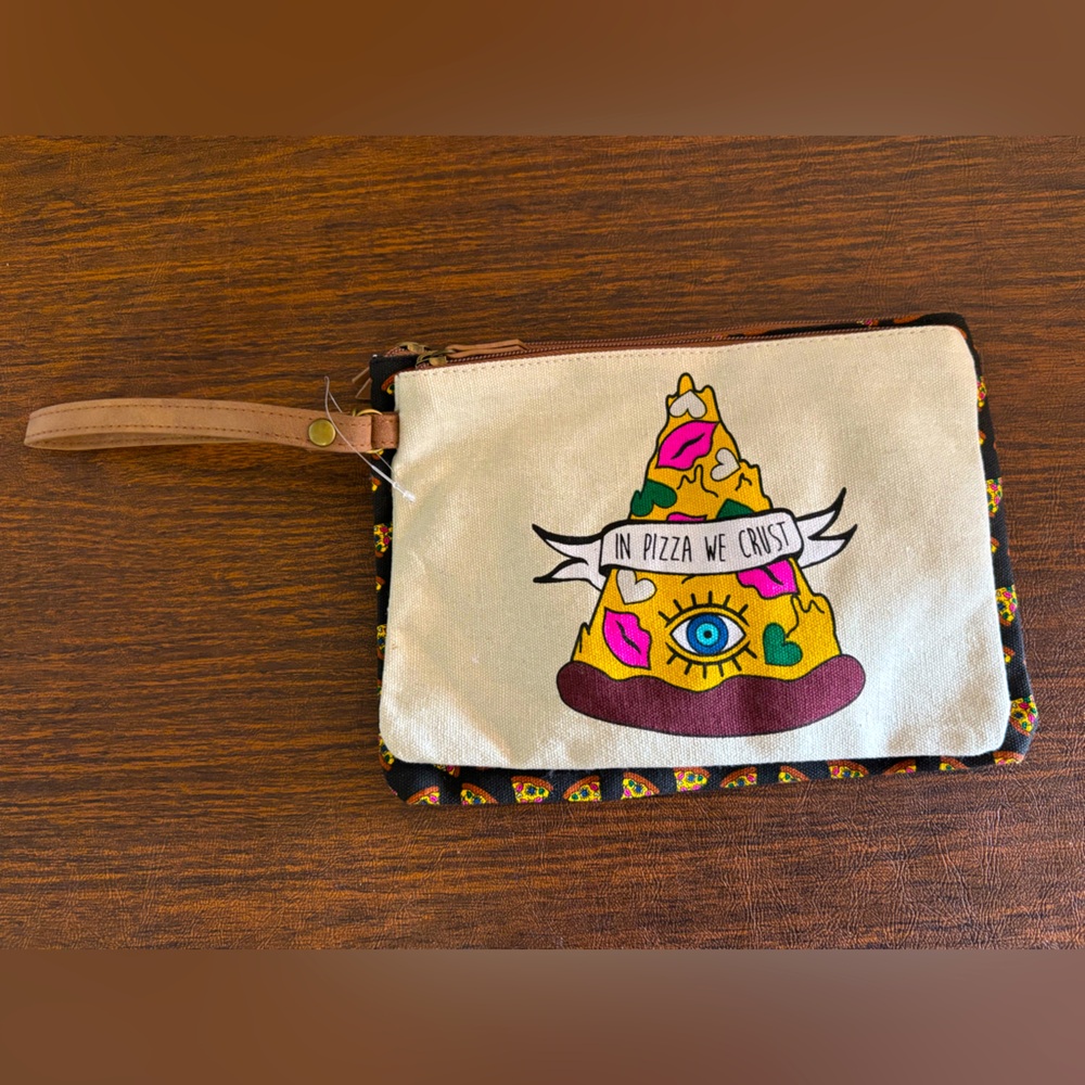 2PC Pizza Themed Makeup Bag Set